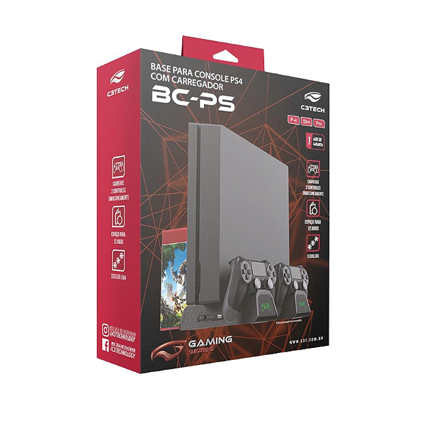Base Para Console PS4 Com Carregador de Controle