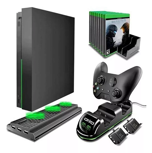 Suporte Xbox One X Base Carregador Controle 4x1 Cooler Fan