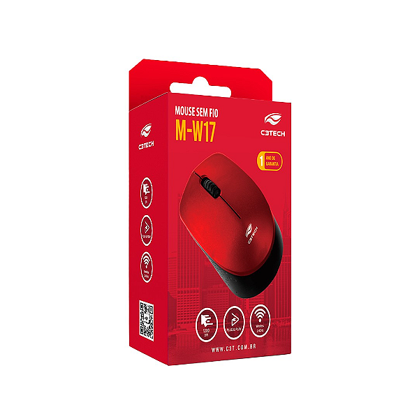Mouse Sem Fio M-W17RD Vermelho C3Tech