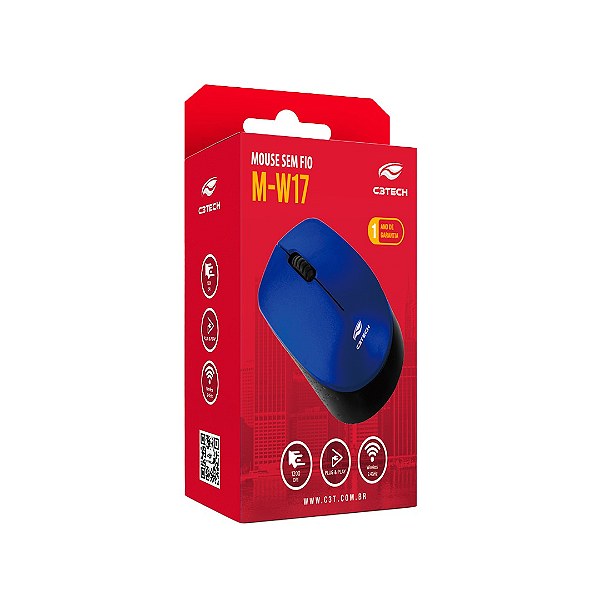 Mouse Sem Fio M-W17BL Azul C3Tech