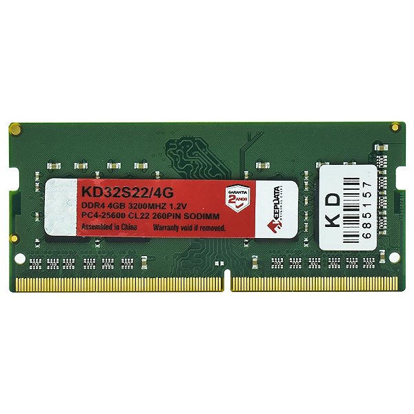 Memória RAM para Notebook Keepdata DDR4 4GB 3200MHz  1.2v KD32S22/4G