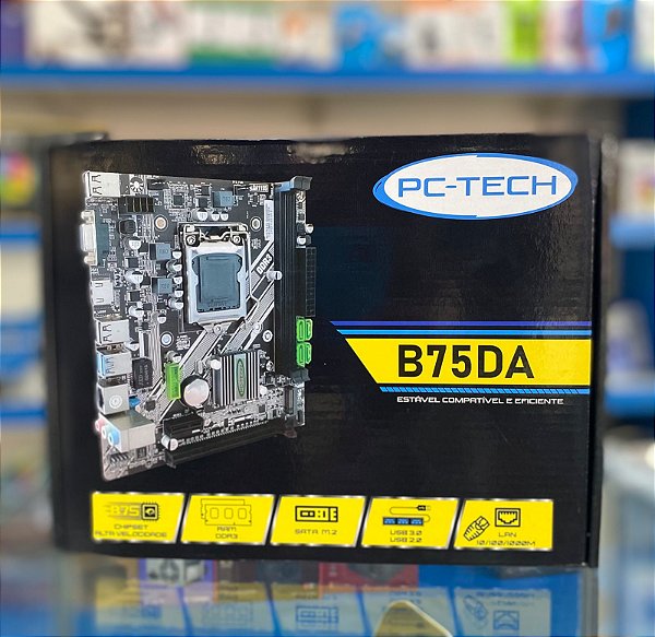 Placa Mãe PC -TECH  B75da Intel Lga 1155 2° 3° Geração / Ddr3 /m.2