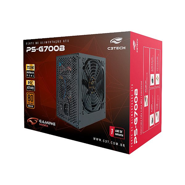Fonte ATX 700W PS-G700B 80+ Bronze C3Tech Gaming