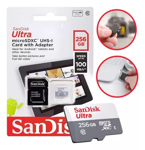 Cartão De Memória SanDisk Ultra MicroSDXC UHS-I De 256 GB Com Adaptador