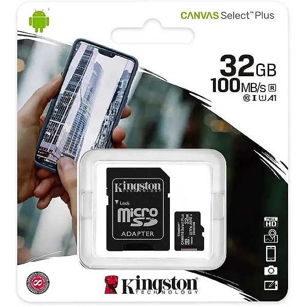 Cartão de Memória Kingston Canvas Select Plus - 32GB Com Adaptador