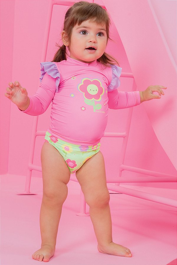 Conjunto de Blusa Calcinha e Chapéu em Malha com Proteção Uv50+ 66926 Kukiê