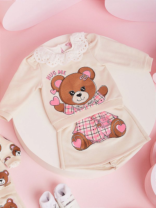 Conjunto Teddy Casaco e Short Saia Momi Baby C2166