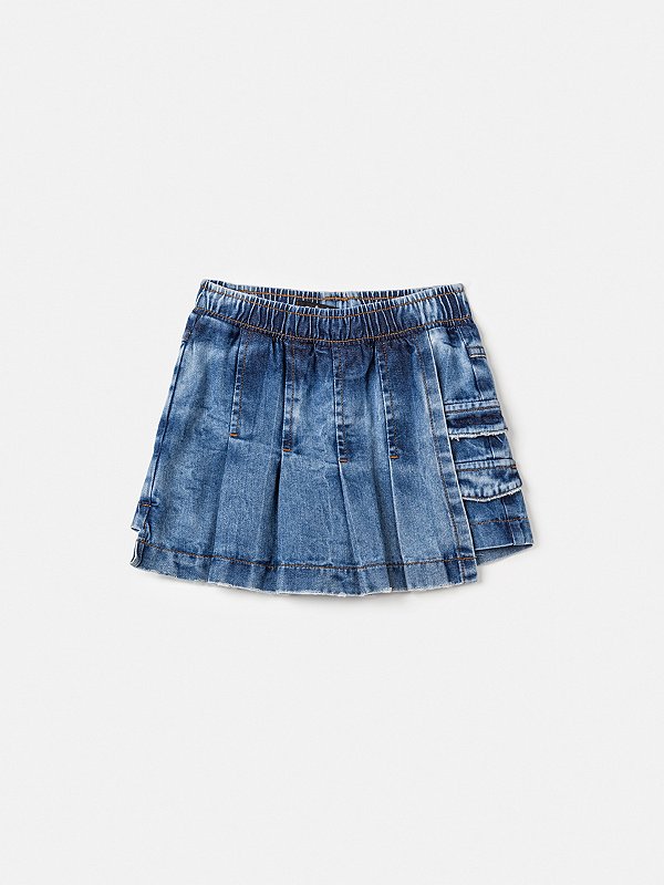 Short Saia Jeans com Pregas Animê N3584