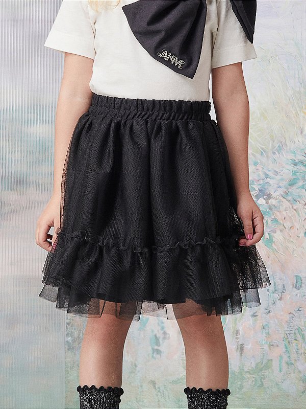 Saia Infantil de Tule Com Babados Animê N3594