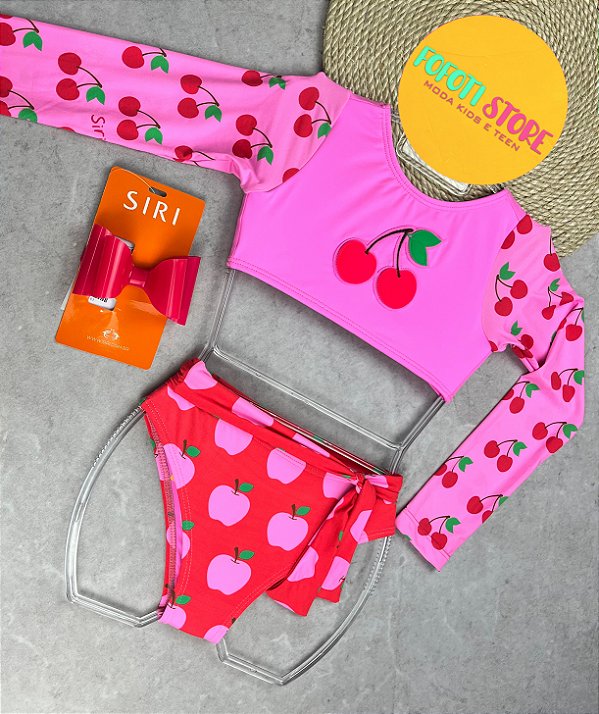 Biquini Cropped MLThais Siri Kids Maçã Neon 90107