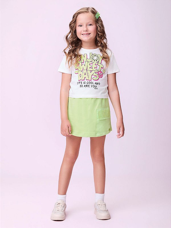 Conjunto Blusa e Short Saia Verde Momi H5691