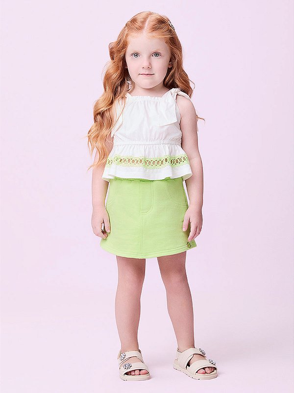 Conjunto Blusa e Short Verde Claro Momi Mini J6117