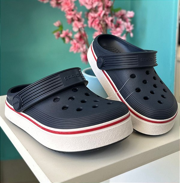 Sandália Crocs Off Court Clog Infanto Juvenil Navy/Pepper
