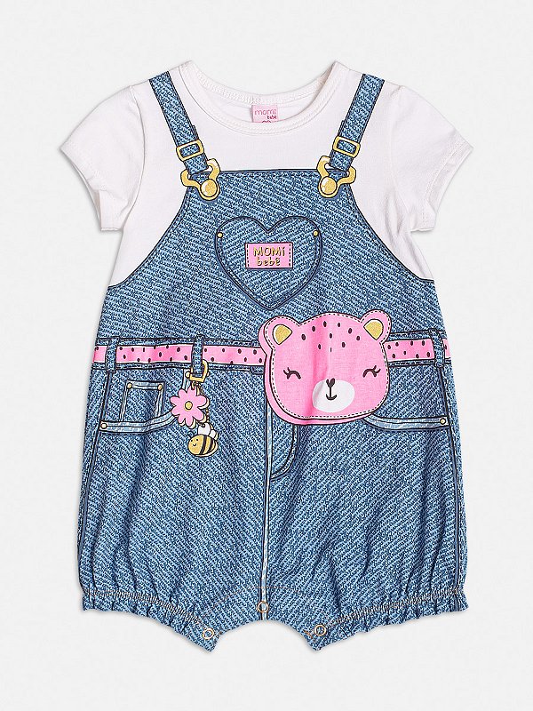 Banho de Sol Com Estampa Jeans Ursinho Momi Baby C2274