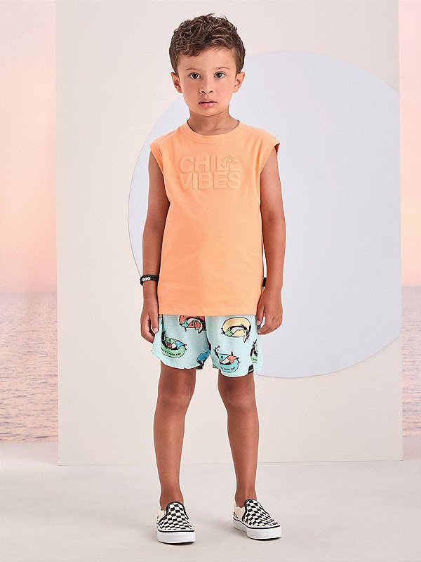 Conjunto Blusa Regata e Short Laranja Sunset Youccie I1842