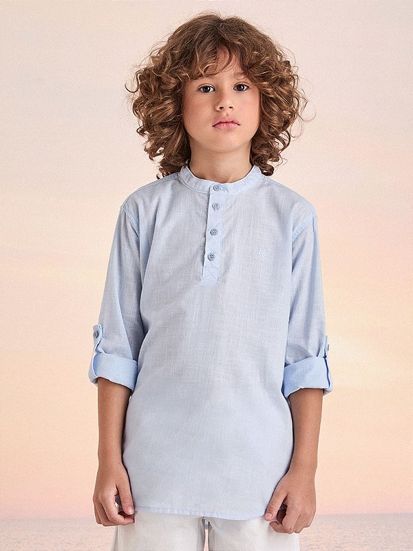 Camisa Manga Longa Azul Claro Youccie D2357