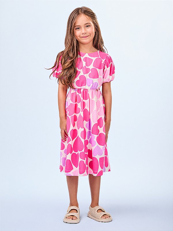 Vestido de Coração com Mangas Bufante Animê Kids N4251
