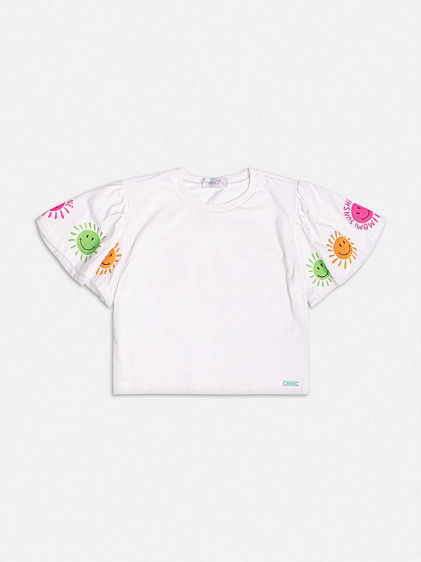 Blusa Off White Com Estampa de Sol Colorido Momi Kids H5530