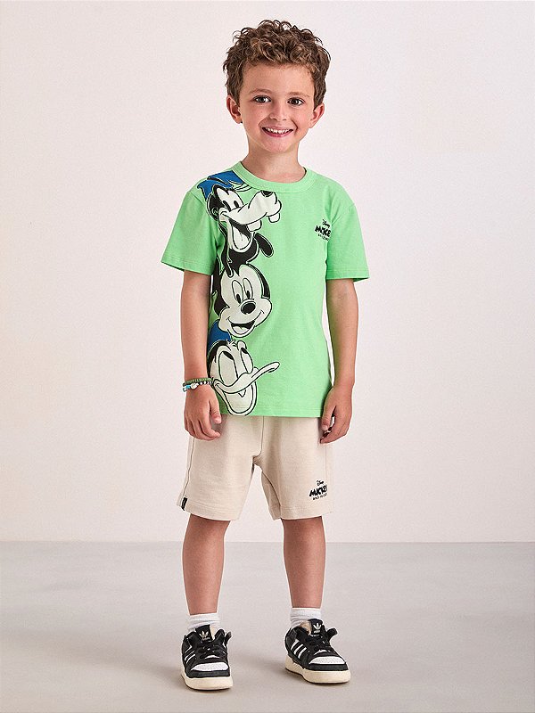 Conjunto Blusa Verde Mickey e Bermuda Youccie I1664
