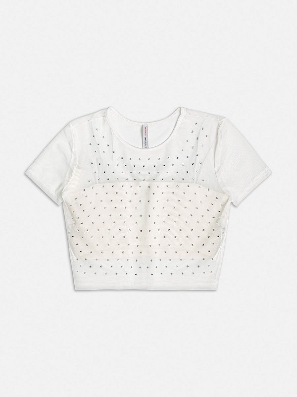 Conjunto de Blusa Tule e Top Off Com Strass I Am Authoria R4730