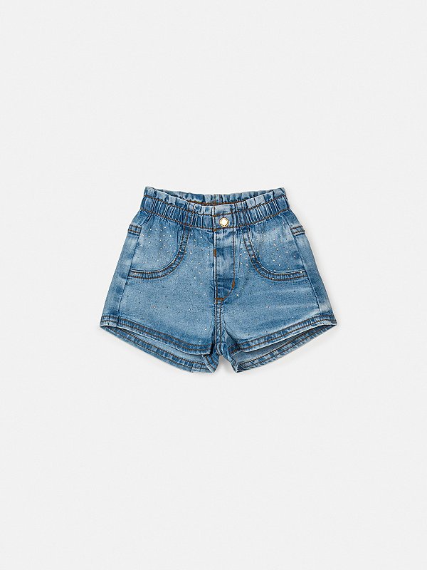 Short Jeans com Strass Animê Baby L2371
