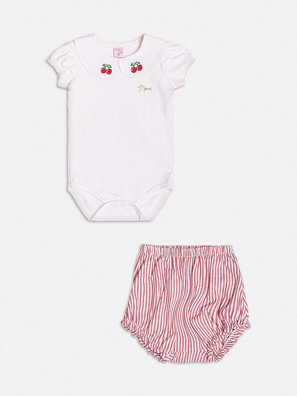 Conjunto Vermelho Listrado com Cerejas Momi Baby C2297