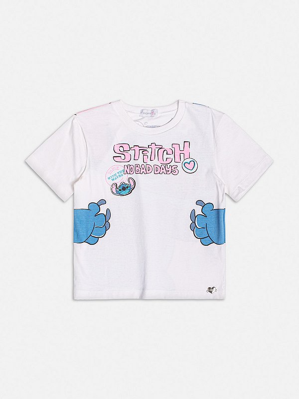 Blusa Off White com Estampa do Stitch Momi Kids H5516