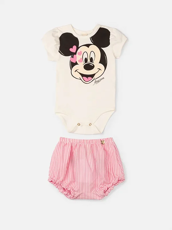 Conjunto Body do Mickey com Short Listrado Animê Baby l2389