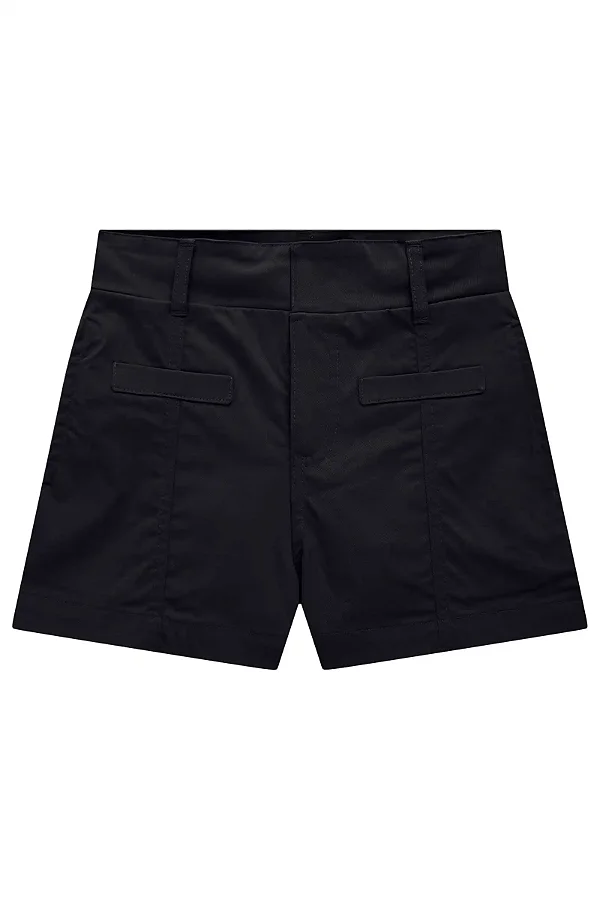 Shorts em Alfaiataria Off White Preto Vic&Vicky