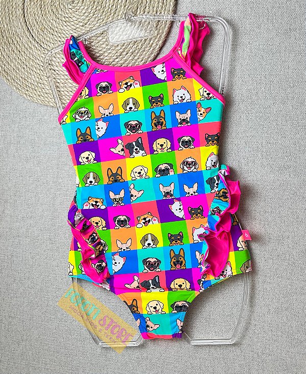 Maiô Babados Inter Larissa Funny Dog Siri Kids 40169