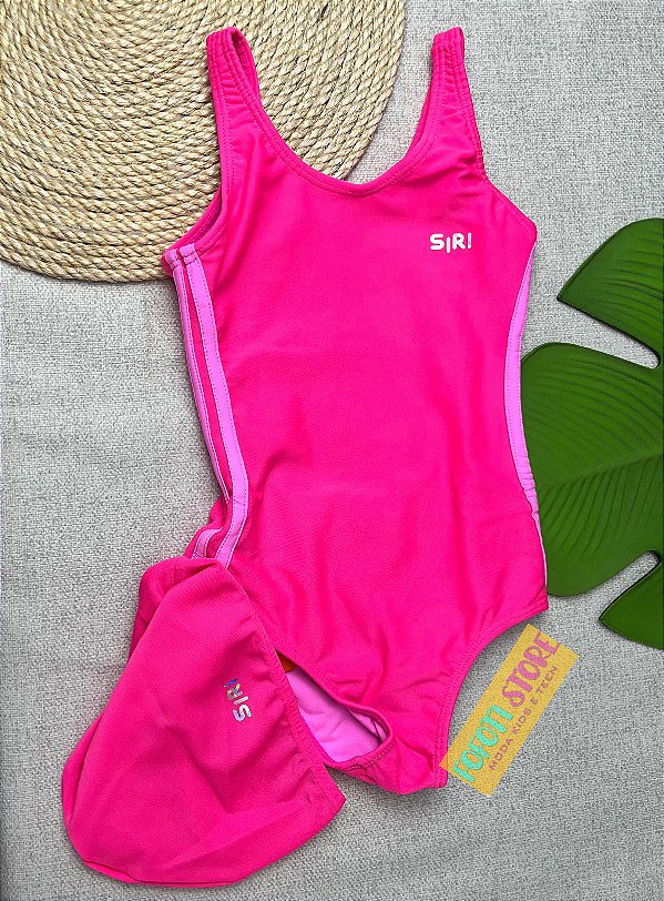 Maiô Natação Com Touca Ultrapink Siri Kids 41812