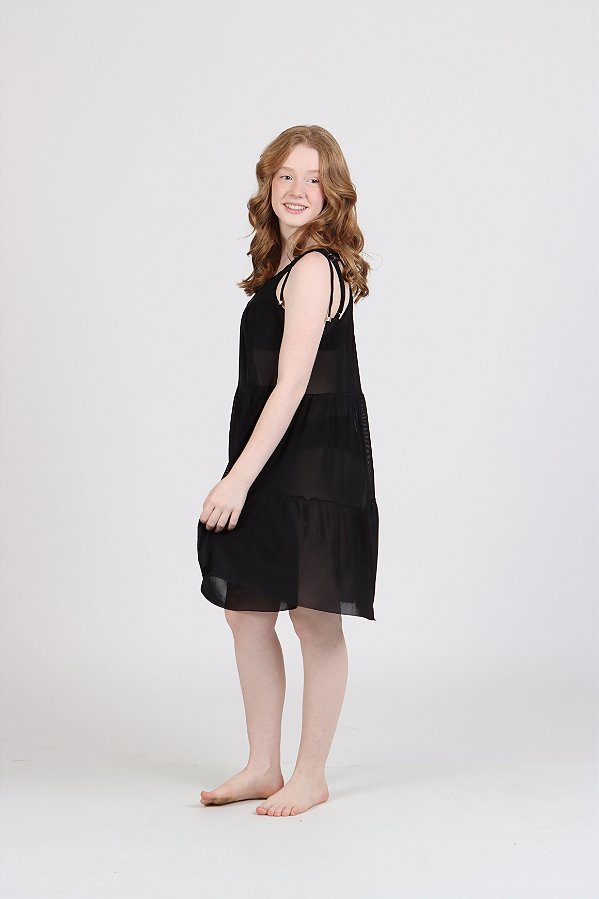 Vestido Siri Teen Cinthia Tule Marias Preto