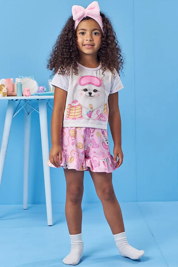 Pijama Curto Cachorrinho Rosa Kukiê 83069
