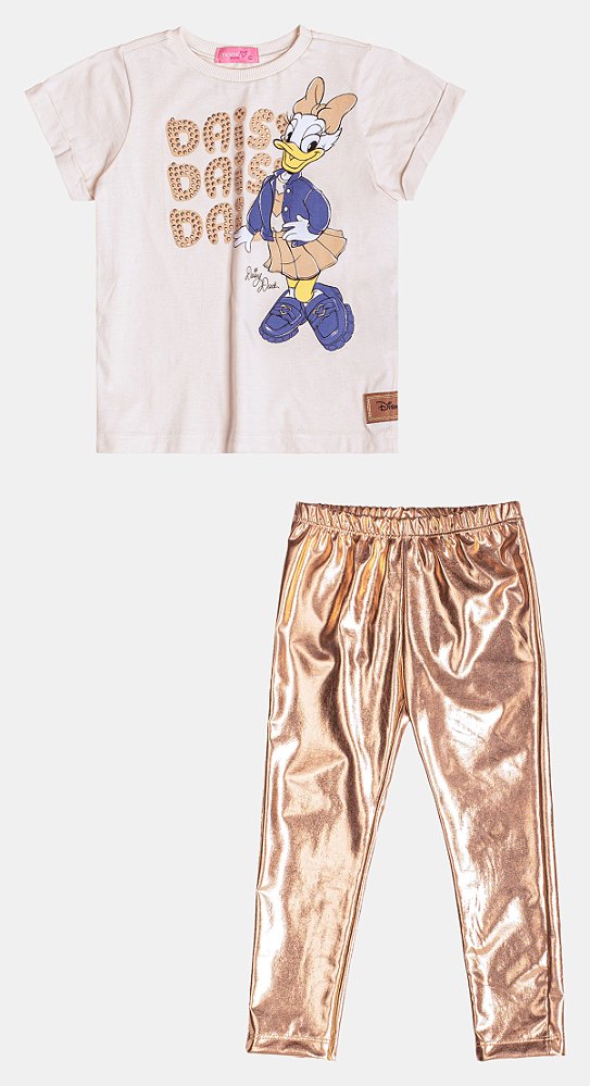 Conjunto Daisy Duck Legging Dourada J6239