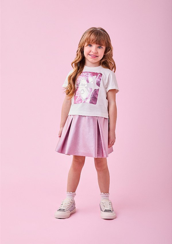 Conjunto Bailarina Com Short Saia Rosa Metalizada Momi J6484