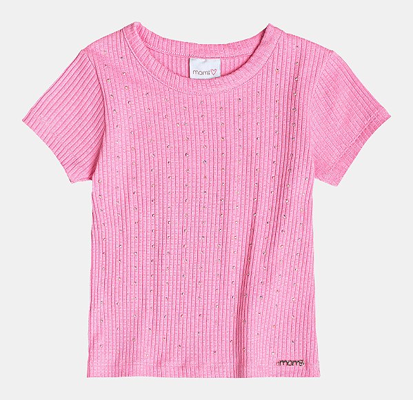Blusa Manga Curta Canelada Rosa Babaloo Momi H6041