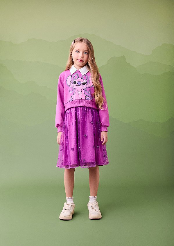 Vestido Angel Com Saia de Tule Roxo Mystic Momi H5981
