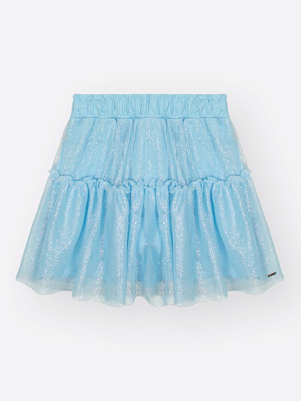 Saia-Short Infantil Menina em Tule Azul Porcelana Cinti 12840