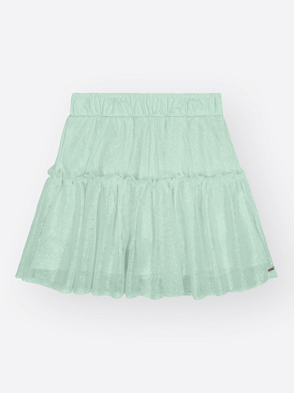 Saia-Short Infantil Menina em Tule Verde Cidra Cinti 12840