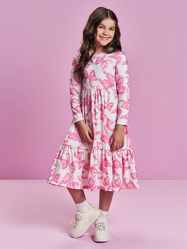 Vestido Midi Infantil Menina Lacinhos Cinti 12847