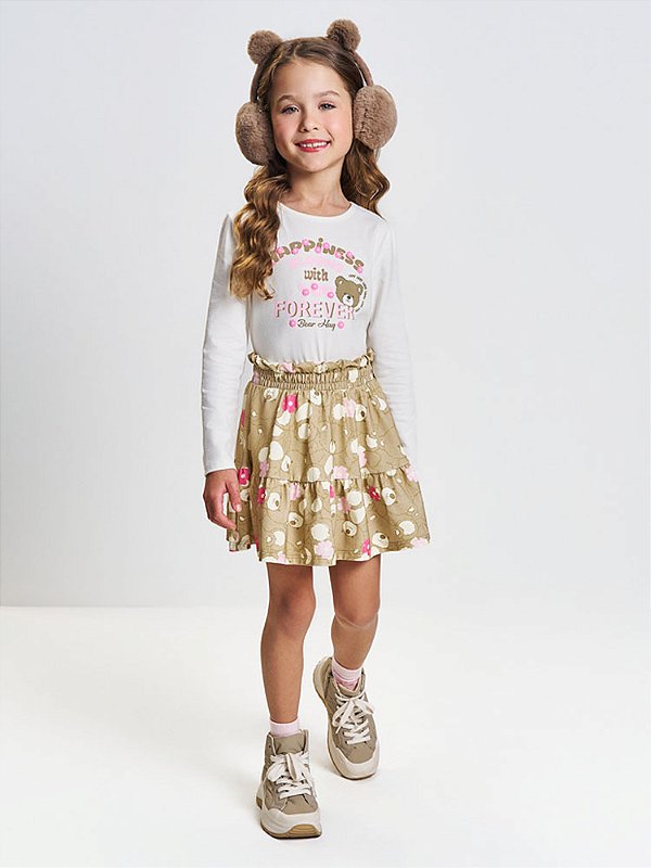 Conjunto Blusa ML e Saia-Shorts Tule Hug Cinti 12937