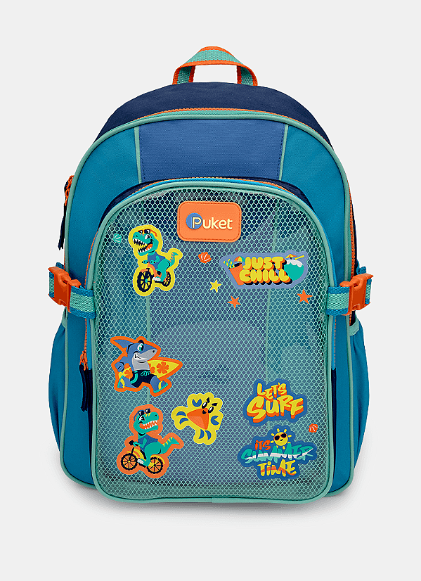 Mochila Costas Color Block Azul Menino Puket