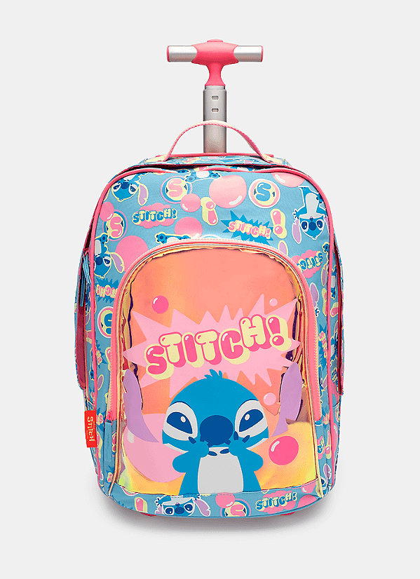Mochila com Rodinha Grande Holográfica Stitch
