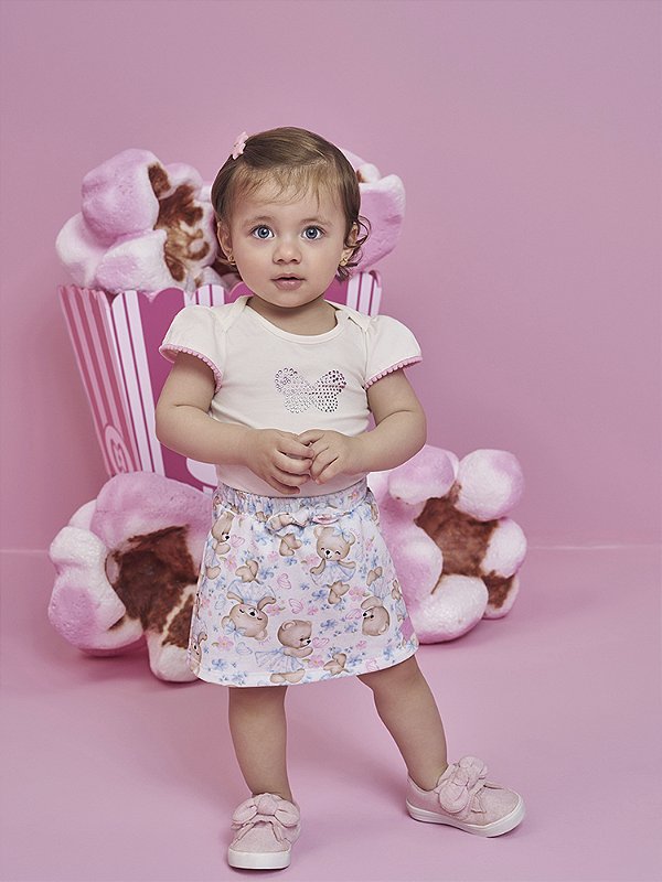 Conjunto Body e Short Saia Ursinha Azul Cinti 013260360