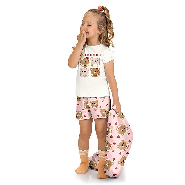 Pijama Kyly Urinhos Rosa Com Fronha 1001968-0452