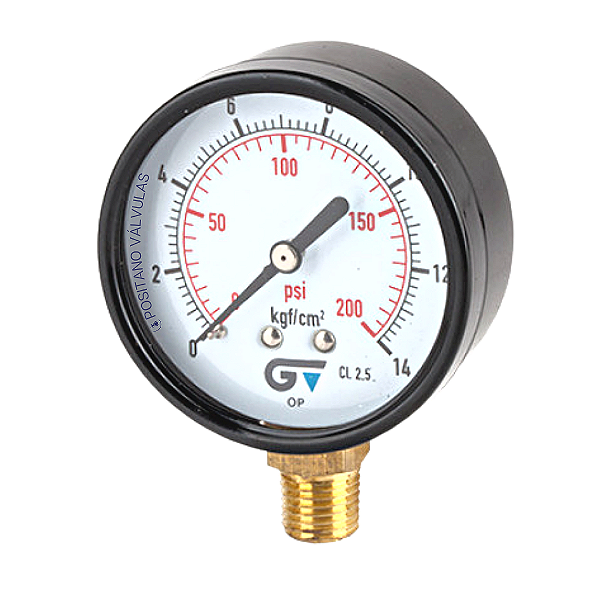 Manômetro De Pressão Seco Vertical 7 Kgf/cm² | 100 PSI - Aço Carbono - REF 3714 - GENEBRE