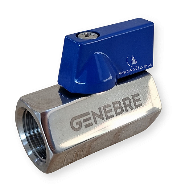 Válvula Esfera Monobloco Mini Inox Polido 316 Fêmea x Fêmea 1/2" - Ref 2006 - Genebre