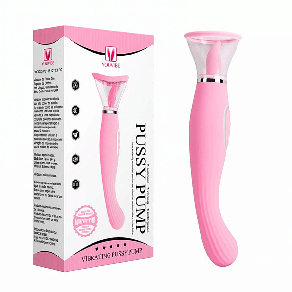 Vibrador De Sucção Com Língua Estimulador De Ponto G - PUSSY