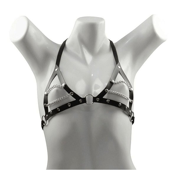 Top Da Linha Sado Corrente Diagonal Sexy  Couro Dominatrixxx