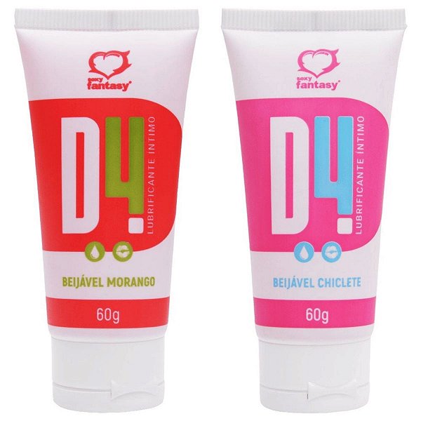D4 Lubrificante Íntimo Beijável Com Sabor 60G Sexy Fantasy
